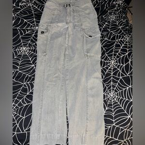 Vintage Y2K Gray Utility Cargo Jeans/Baggy Pants with Belted Waist Sz 31